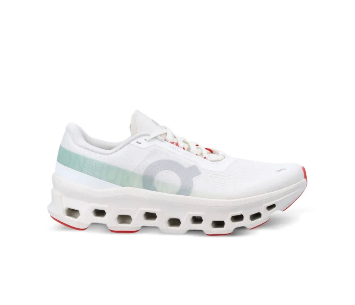 On Cloudmonster white coloured - high-performance athletic footwear in White with advanced cushioning