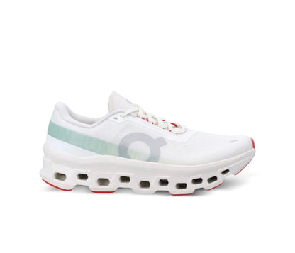 On Cloudmonster white coloured - high-performance athletic footwear in White with advanced cushioning