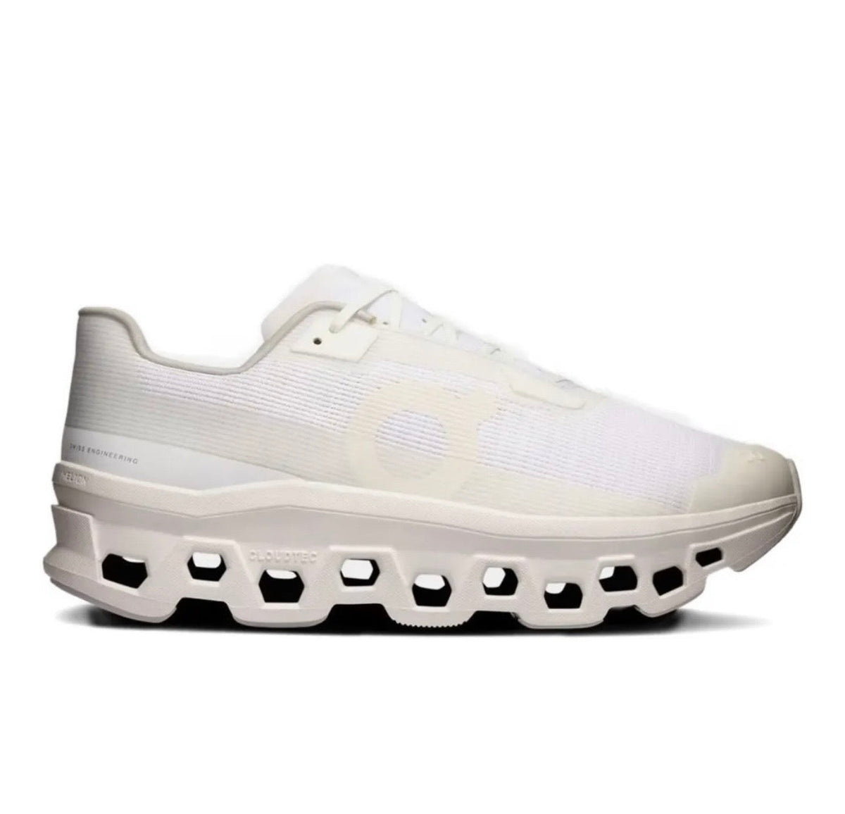 On Cloudmonster cream - high-performance athletic footwear with advanced cushioning
