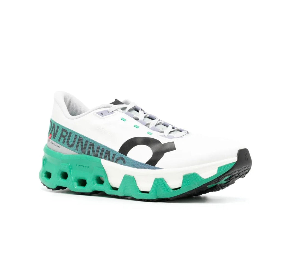 On Cloudmonster white green - high-performance athletic footwear in White with advanced cushioning