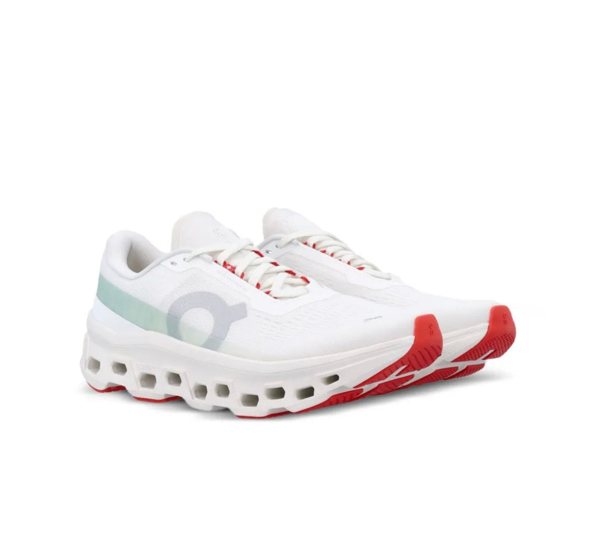 On Cloudmonster white coloured - high-performance athletic footwear in White with advanced cushioning
