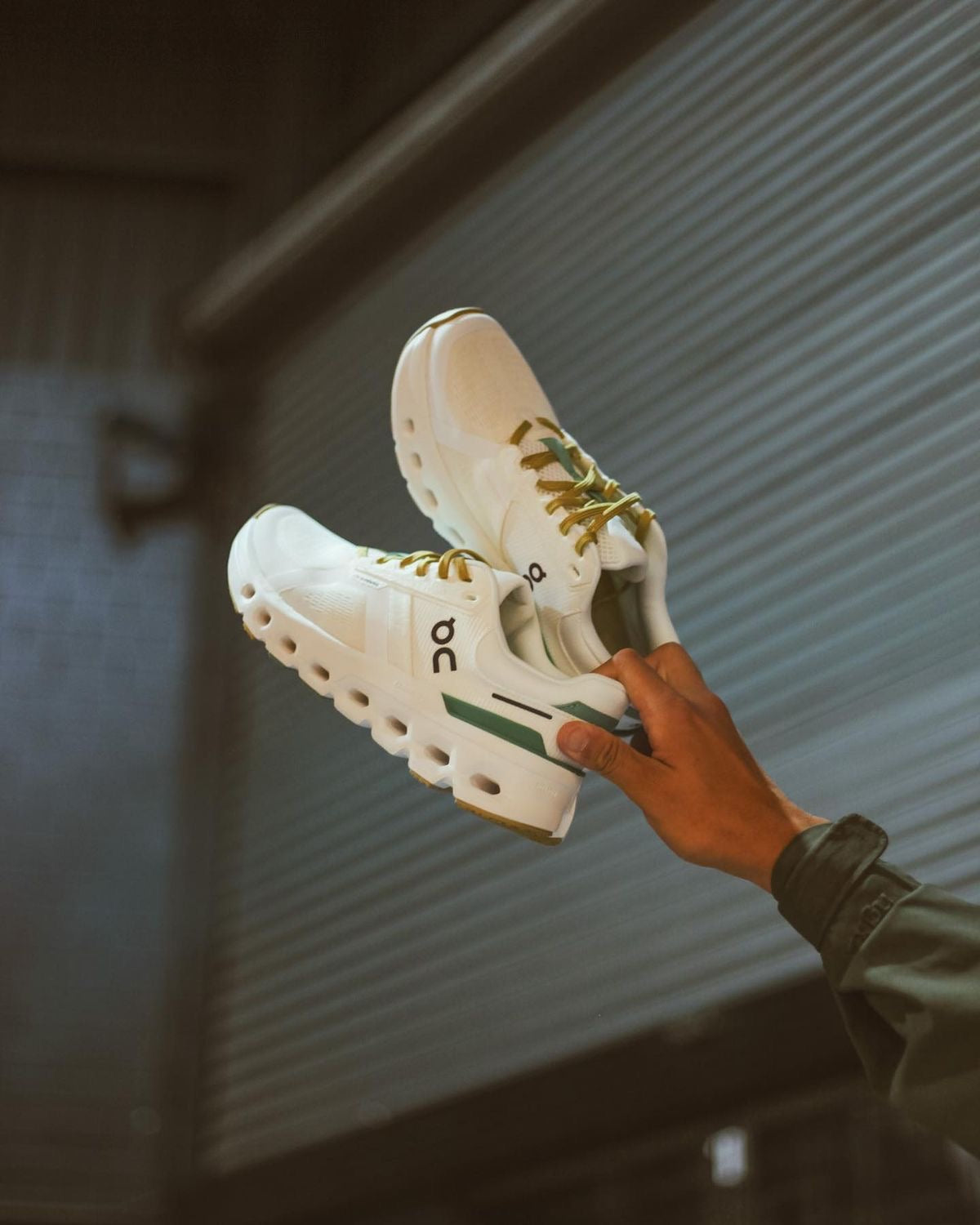 On Cloudrunner 2 white Green gold - high-performance athletic footwear in White with advanced cushioning