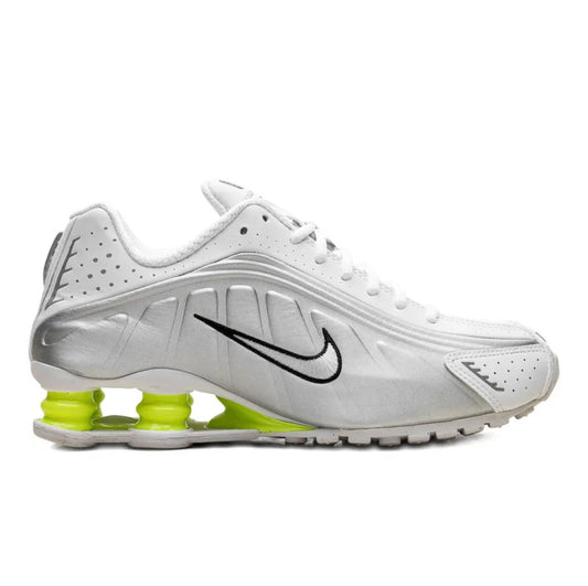 Nike Shox R4 Silver White Yellow - high-performance athletic footwear in White with advanced cushioning