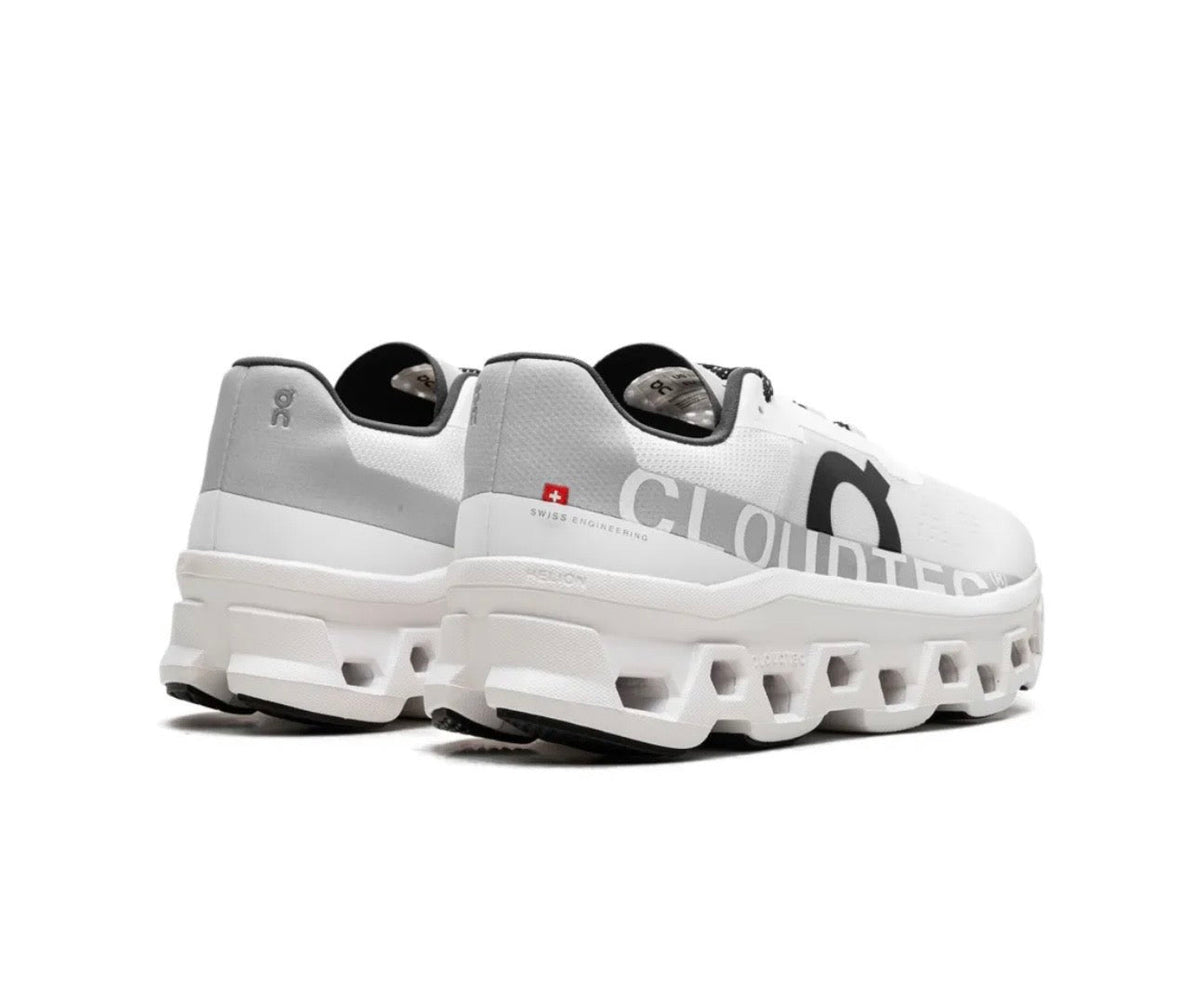On Cloudmonster white grey - high-performance athletic footwear in White with advanced cushioning