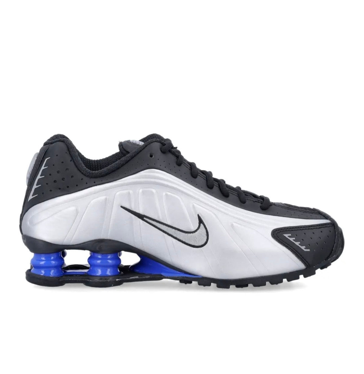 Nike Shox R4 Silver Black Blue - high-performance athletic footwear in Black with advanced cushioning
