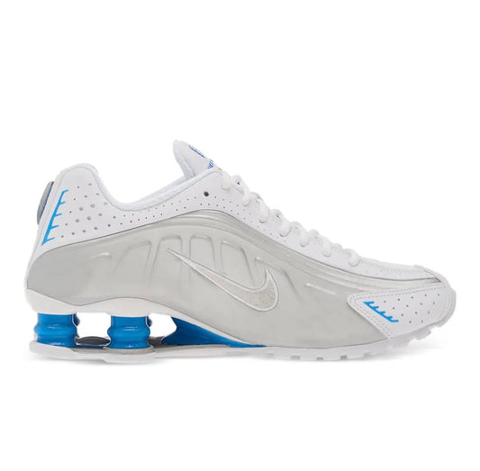 Nike Shox R4 Silver White Blue - high-performance athletic footwear in White with advanced cushioning