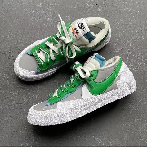 Nike Blazer Low Sacai Medium Grey Classic Green - high-performance athletic footwear in Green with advanced cushioning